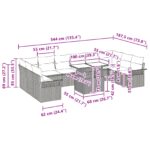 vidaXL 11-dielny záhradný gaučový set s vankúšmi Béžový poly ratan – Obrázok 11