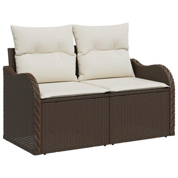 3348364_4.jpg vidaXL 5-dielna záhradná sofa sada s vankúšmi hnedý polyratan – Obrázok 4
