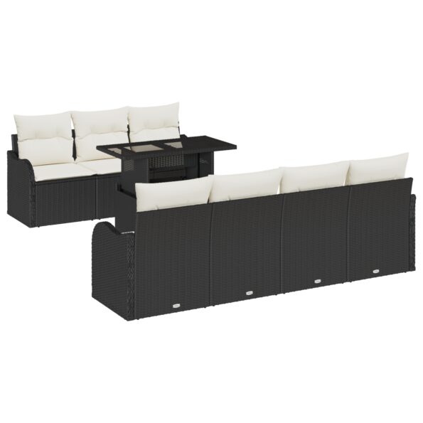 3348403_2.jpg vidaXL 8-dielny záhradný pohovkový set s vankúšmi čierny poly ratan – Obrázok 2