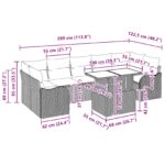 vidaXL 8-dielny set záhradného gauču s vankúšmi hnedý polyratan – Obrázok 11