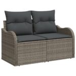 vidaXL 7-dielny záhradný sofa set s vankúšmi sivý polyratan – Obrázok 4