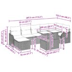 vidaXL 8-dielny záhradný gaučový set s vankúšmi čierny poly ratan – Obrázok 12