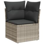 vidaXL 10 Piece Garden Sofa Set with Cushions Light Grey Poly Rattan – Obrázok 7