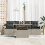 vidaXL 5-dielna súprava záhradných pohoviek s vankúšmi svetlošedý polyratan – Obrázok 3