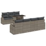 vidaXL 8-dielny záhradný gaučový set s vankúšmi sivý poly ratan – Obrázok 2