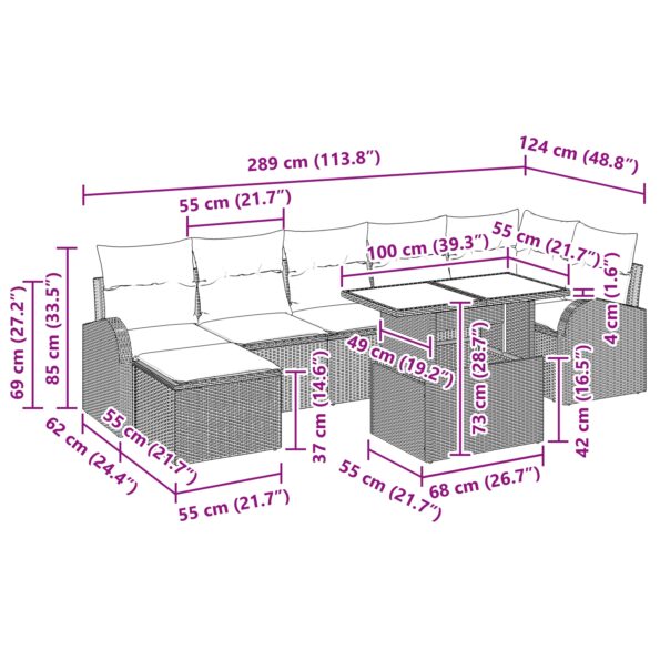 3348686_12.jpg vidaXL 8 dielny záhradný gaučový set s vankúšmi Béžový poly ratan – Obrázok 12