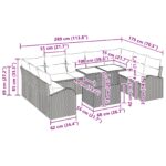 vidaXL 10-dielny záhradný sedací súprava s vankúšmi sivý poly ratan – Obrázok 11
