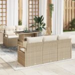 vidaXL 6-dielny záhradný sofa set s vankúšmi béžový polyratan