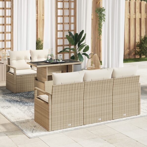 3348737_1.jpg vidaXL 6-dielny záhradný sofa set s vankúšmi béžový polyratan – Obrázok 1