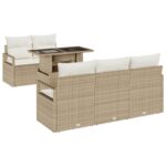 vidaXL 6-dielny záhradný sofa set s vankúšmi béžový polyratan – Obrázok 2