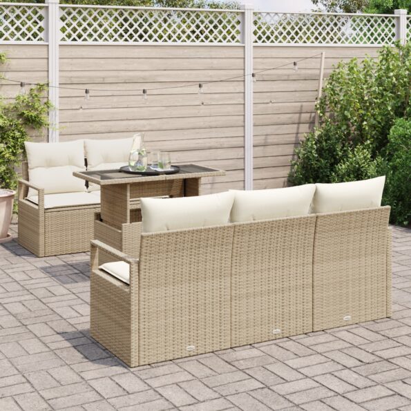 3348737_3.jpg vidaXL 6-dielny záhradný sofa set s vankúšmi béžový polyratan – Obrázok 3