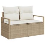 vidaXL 6-dielny záhradný sofa set s vankúšmi béžový polyratan – Obrázok 4