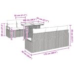 vidaXL 7-dielna záhradná sedačka s vankúšmi čierna poly ratan – Obrázok 10