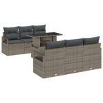 vidaXL 7-dielny záhradný sofa set s vankúšmi sivý poly ratan – Obrázok 2