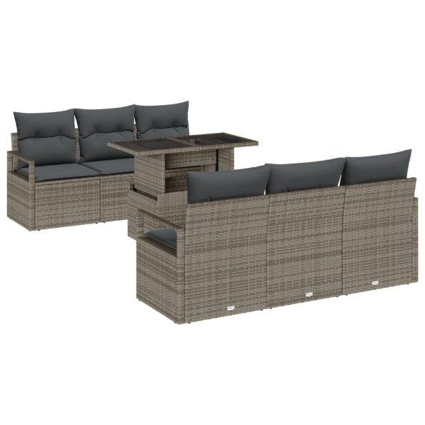 3348745_2.jpg vidaXL 7-dielny záhradný sofa set s vankúšmi sivý poly ratan – Obrázok 2