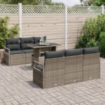 vidaXL 7-dielny záhradný sofa set s vankúšmi sivý poly ratan – Obrázok 3