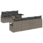 vidaXL 8-dielny záhradný pohovkový set s vankúšmi, šedý poly ratan – Obrázok 2