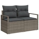 vidaXL 9-dielny zágardený sofa set s vankúšmi Šedý Poly ratan – Obrázok 4