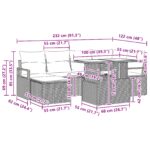 vidaXL 7-dielny záhradný pohovkový set s vankúšmi Béžová poly ratan – Obrázok 12