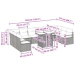 vidaXL 11-dielny záhradný gaučový set s vankúšmi Sivý Polyratan – Obrázok 11