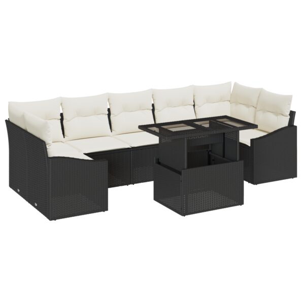 3348953_2.jpg vidaXL 8-dielny záhradný gaučový set s vankúšmi čierny poly ratan – Obrázok 2