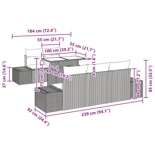 3349093_10.jpg vidaXL 6-dielny záhradný gaučový set s vankúšmi Čierny Poly ratan – Obrázok 10