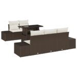 vidaXL Záhradná sedačka Sada 6 Hnedá Poly ratan Vonkajšia sedačka – Obrázok 2