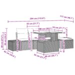 vidaXL 6-dielny záhradný gaučový set s poduškami béžový polyratan – Obrázok 11