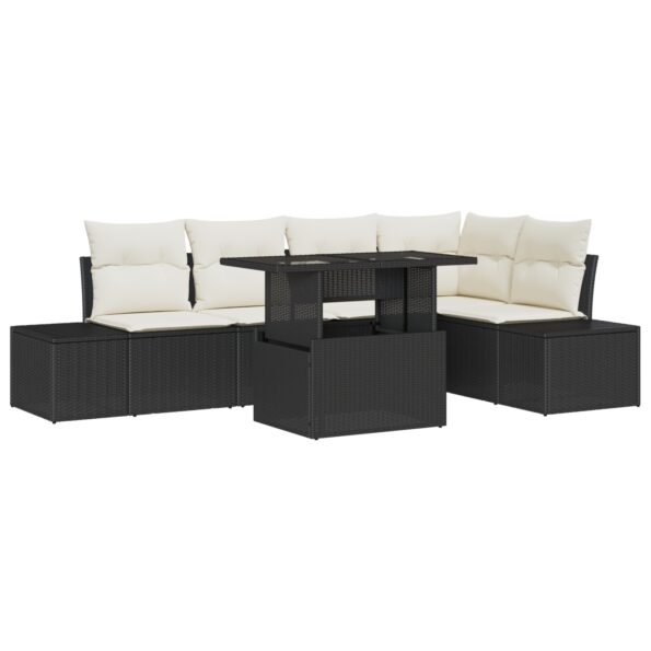 3349183_2.jpg vidaXL 6-pohovkový set s vankúšmi, čierny poly ratan – Obrázok 2
