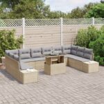 vidaXL Súprava záhradných pohoviek 11 pcs béžová a svetlosivá – Obrázok 3