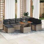 vidaXL Záhradná súprava sedačiek Sada 9 Sivá Ratan