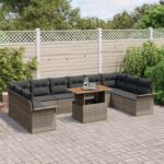 vidaXL Záhradná súprava sedačiek  Set 11 kusov Šedá, Čierna – Obrázok 3