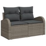 vidaXL Záhradný gauč set Set 8 Sivá, Hnedá Ratan, Polyester, Sklo – Obrázok 4
