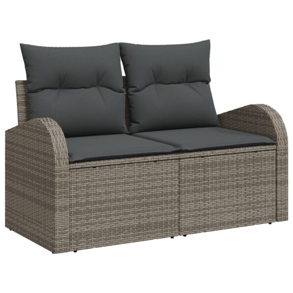 3349551_4.jpg vidaXL Záhradný gauč set Set 8 Sivá, Hnedá Ratan, Polyester, Sklo – Obrázok 4