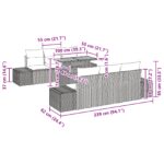 vidaXL Záhradný gauč Sada 7 Šedá Prútie – Obrázok 10