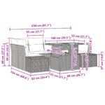 vidaXL záhradná pohovka sada Sada 7 Sivá, Ratan – Obrázok 11