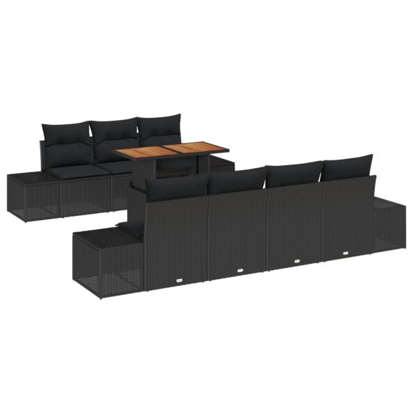 vidaXL Záhradná pohovka Sada 8 Čierna a hnedá – Obrázok 2