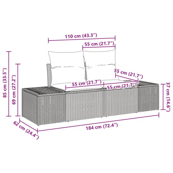 vidaXL Záhradný sofa set Set 8 Prírodná béžová, sivá – Obrázok 13