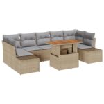 vidaXL Záhradný sofa set Set 8 Prírodná béžová, sivá – Obrázok 2