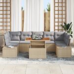 vidaXL Záhradný sofa set Set 8 Prírodná béžová, sivá – Obrázok 3