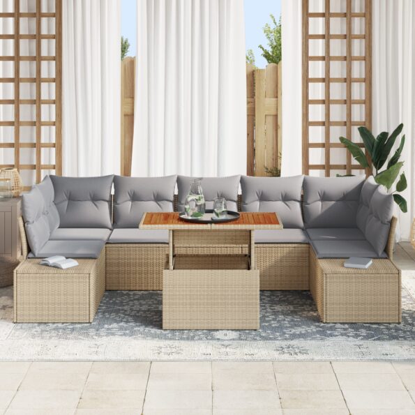 vidaXL Záhradný sofa set Set 8 Prírodná béžová, sivá – Obrázok 3