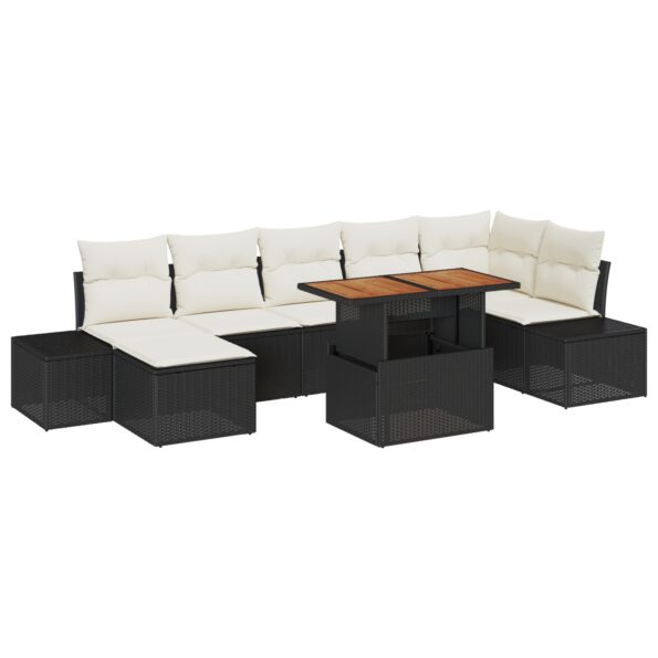 3349991_2.jpg vidaXL Záhradná pohovka Set 8 Krémové vankúše s čiernym rámom – Obrázok 2