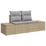 vidaXL Záhradný gauč set Set 10 Béžová, Šedá Ratan, Polyester – Obrázok 4