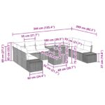 vidaXL Záhradný gaučový set Sada 11 kusov Čierny Ratan – Obrázok 11