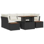 vidaXL Záhradný jedálenský set s vankúšom 9 pcs Čierna a béžová – Obrázok 2