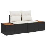 vidaXL Záhradný jedálenský set s vankúšom 9 pcs Čierna a béžová – Obrázok 4
