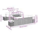 vidaXL Záhradná sedačka Set 8 Sivá Poly ratan, drevo Vonkajší nábytok – Obrázok 10