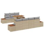 vidaXL Súprava záhradných pohoviek s vankúšom 8 pcs Béžová Poly ratan – Obrázok 2