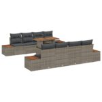 vidaXL Záhradný jedálenský set s vankúšom 9 pcs Sivá a hnedá – Obrázok 2