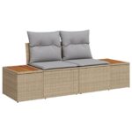 vidaXL Záhradný pohovkový set Set 9 Béžová a šedá Poly ratan, polyester – Obrázok 4